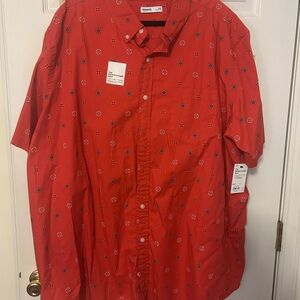 BNWT Size 3XB Sonoma Red Patterned Men's Casual Shirt